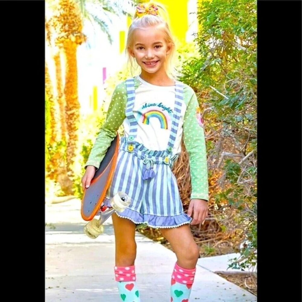 Matilda Jane Shine Bright Tee - Tween Size 12, Rainbow Graphic, Baseball Style